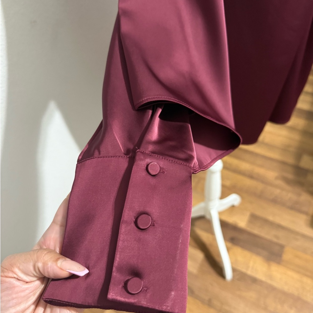 Eloquii Burgundy Satin Blouse - Picture 3 of 3